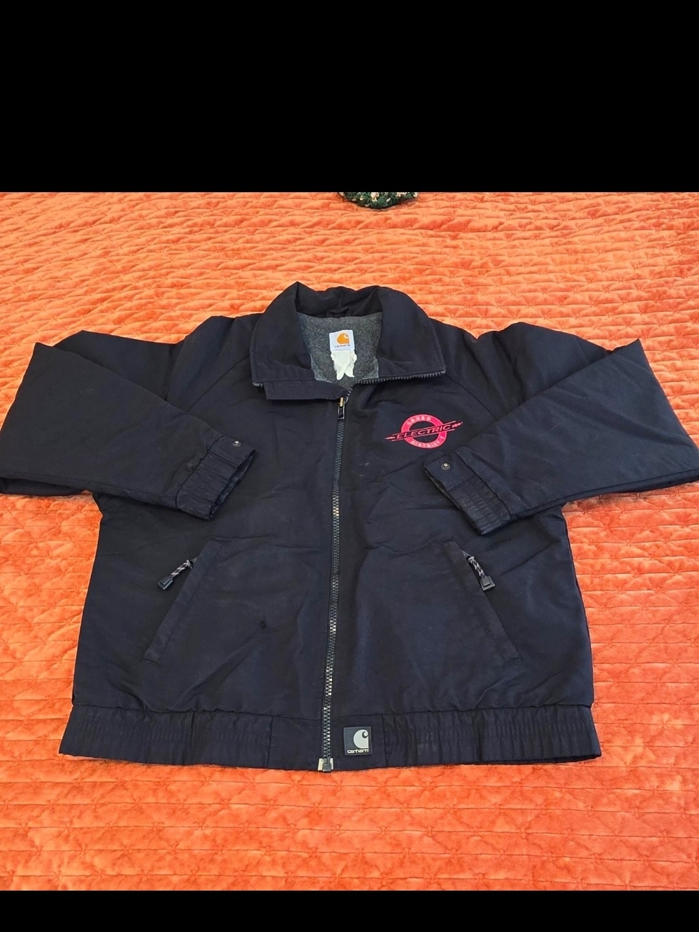 Vintage Carhartt J72 BLK Squall Jacket Black Fleece Bomber Coat Mens Lg. Unique.